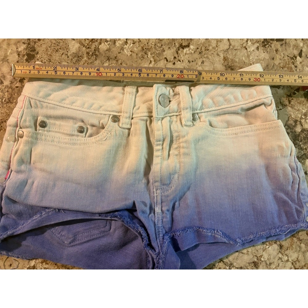 Victoria's Secret PINK Tie Dye Y2K Women's Denim Booty Shorts Purple White SZ 0‎ - Picture 10 of 12